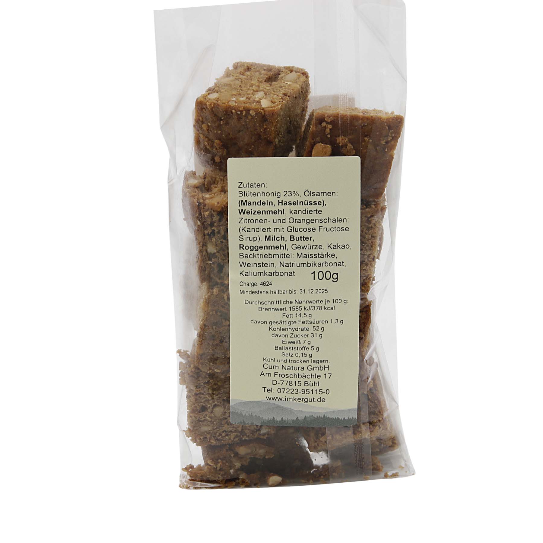 Honigkuchen 100 g Rückseite